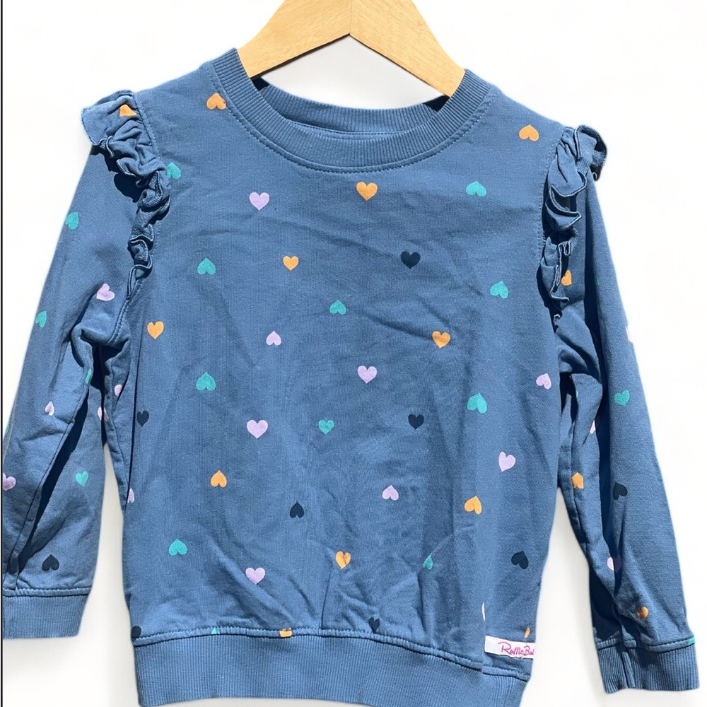 Ruffle Butts Hearts Print Ruffle Sweater - Picture 1 of 12
